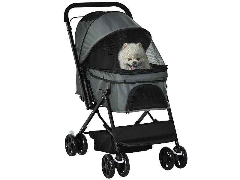 Cochecito para mascotas gris 76.5x52x95 cm PawHut
