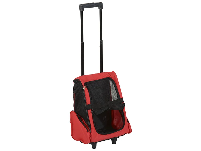 Transportín carrito para mascotas rojo 42x25x55 cm PawHut