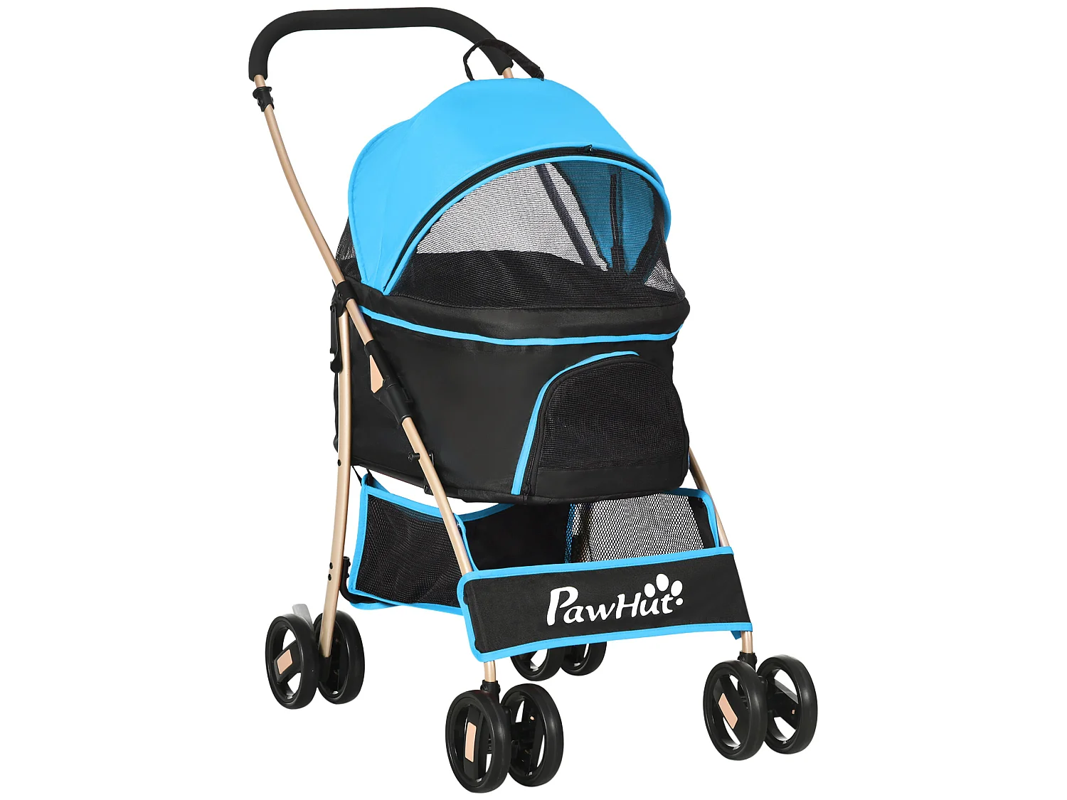 Cochecito para mascotas azul 82x49.5x98 cm PawHut