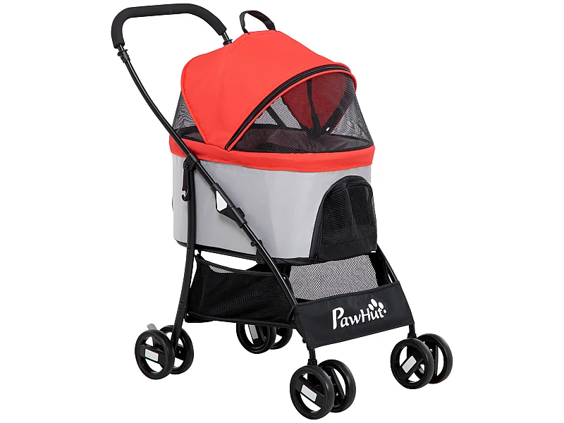 Cochecito para mascotas rojo 82x49.5x98 cm PawHut