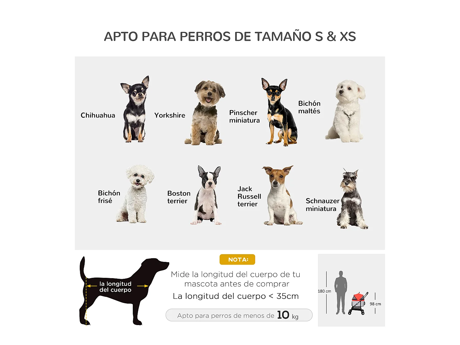 Cochecito para mascotas rojo 82x49.5x98 cm PawHut