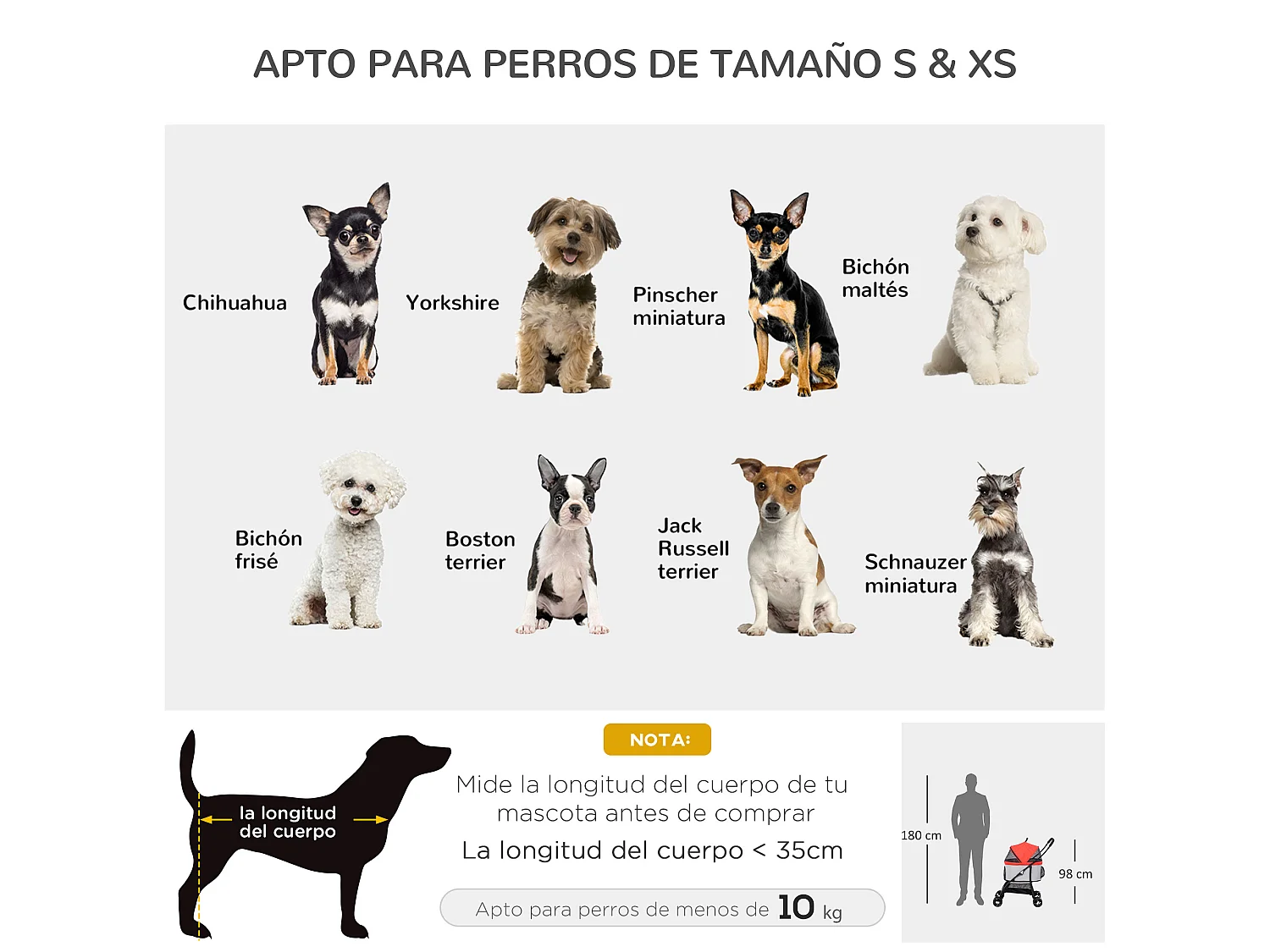 Cochecito para mascotas rojo 82x49.5x98 cm PawHut