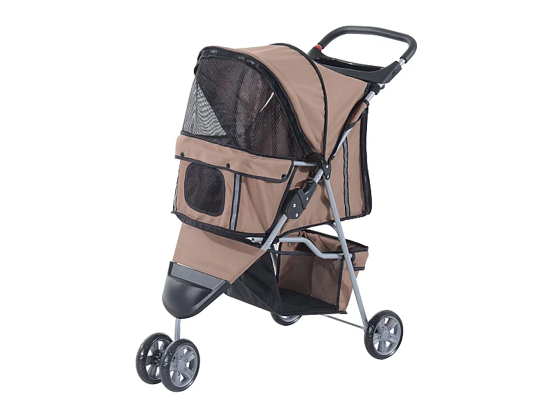 Cochecito para perro y gato café 75x45x97 cm PawHut