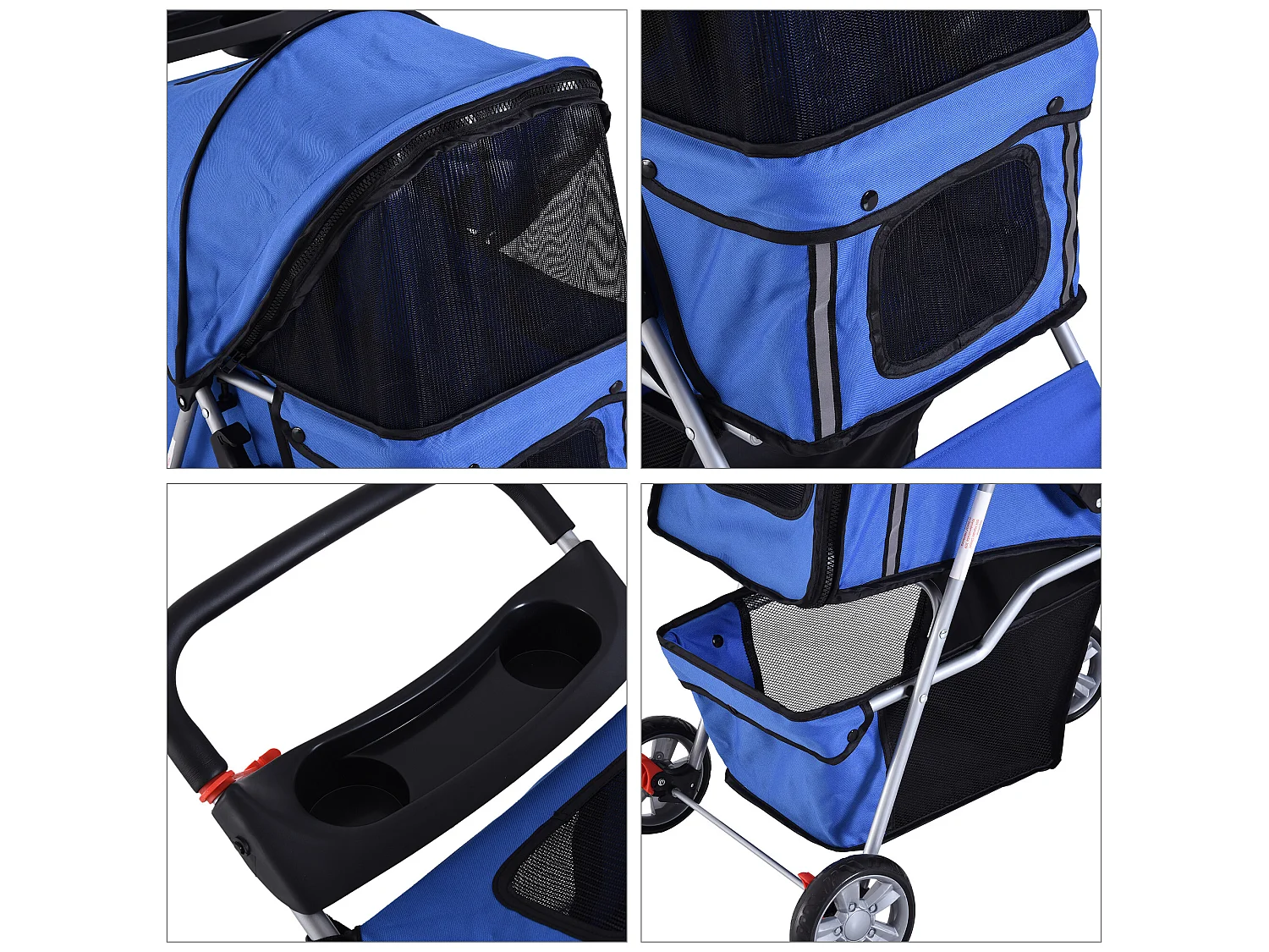 Cochecito para perro y gato azul 75x45x97 cm PawHut