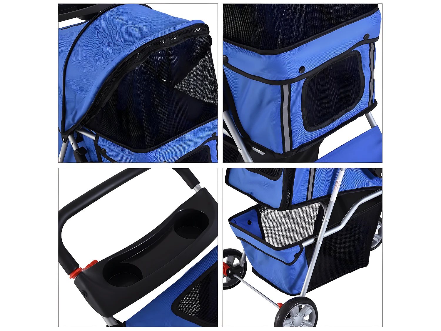 Cochecito para perro y gato azul 75x45x97 cm PawHut