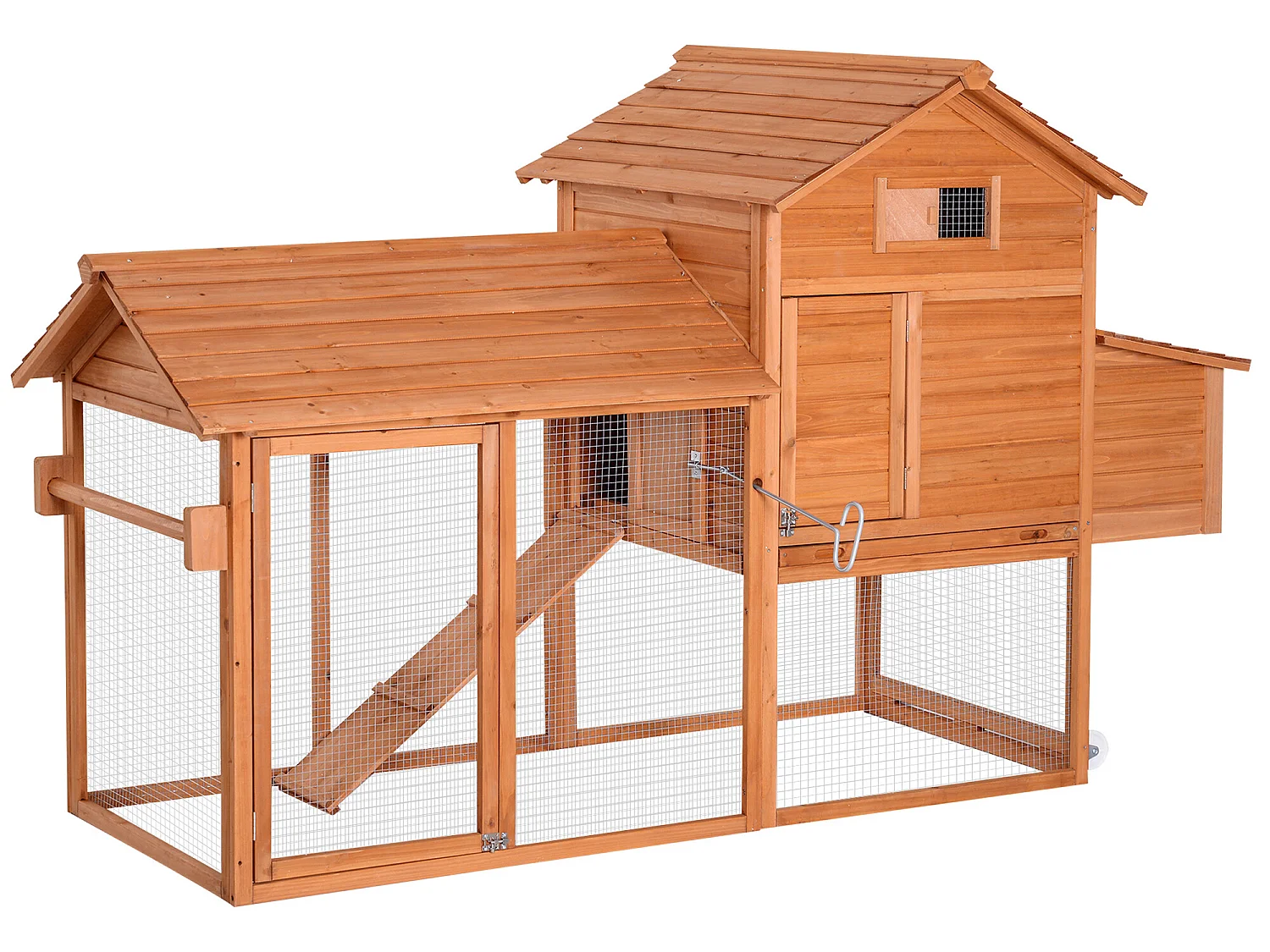 Gallinero de madera exterior madera natural 210x90x130 cm PawHut