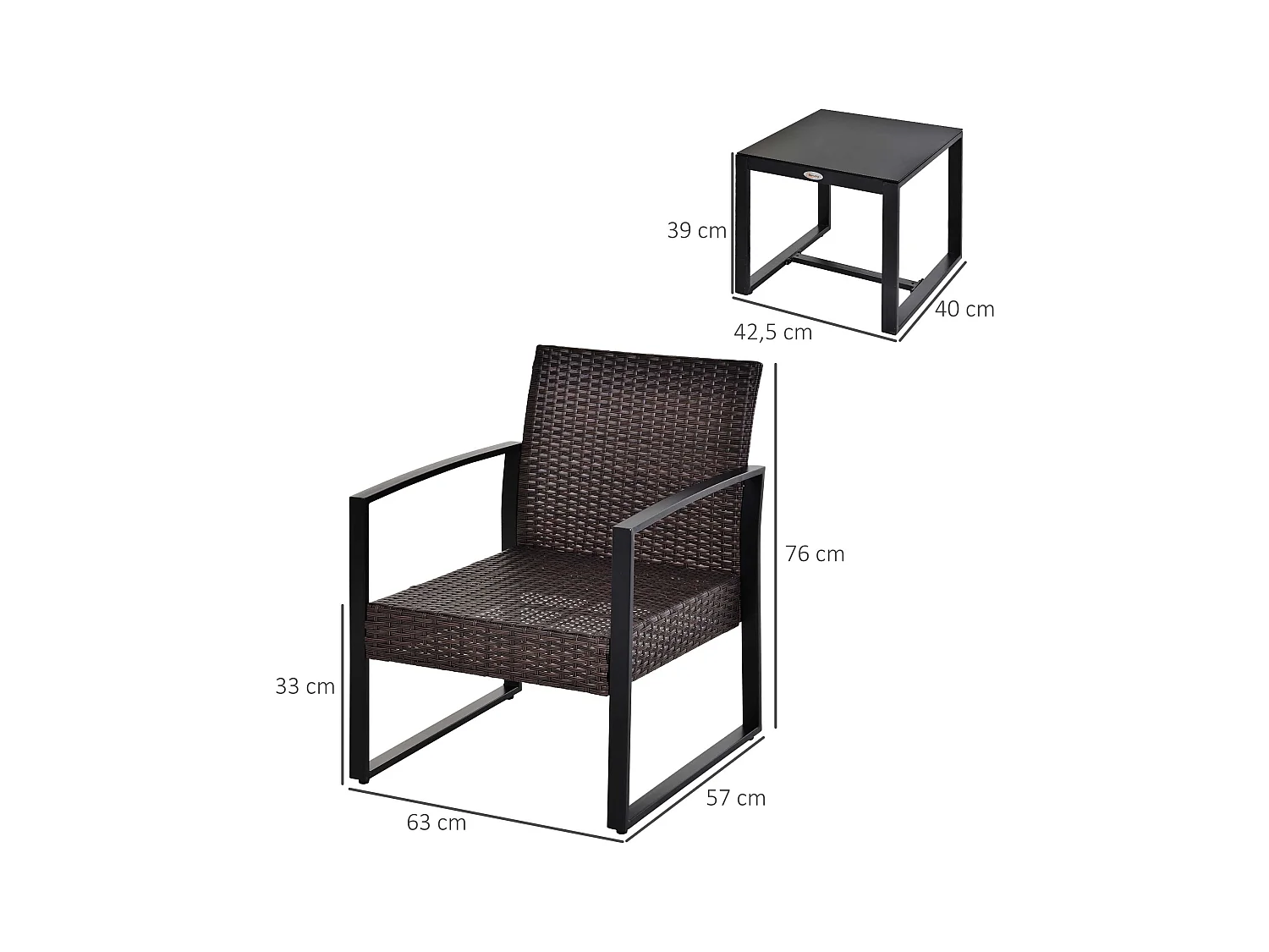 Conjunto de muebles de jardín marrón 63x57x76 cm Outsunny