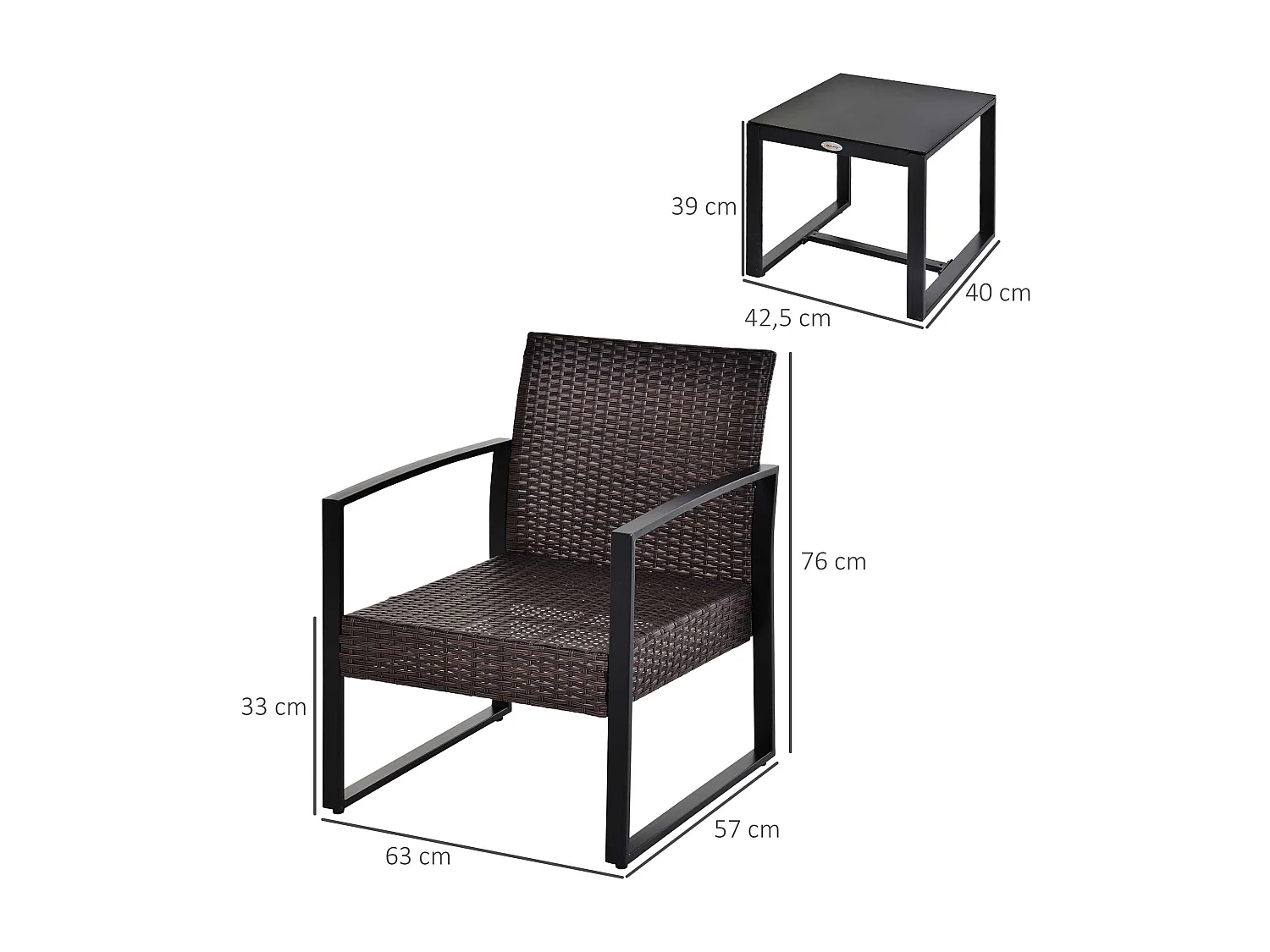Conjunto de muebles de jardín marrón 63x57x76 cm Outsunny