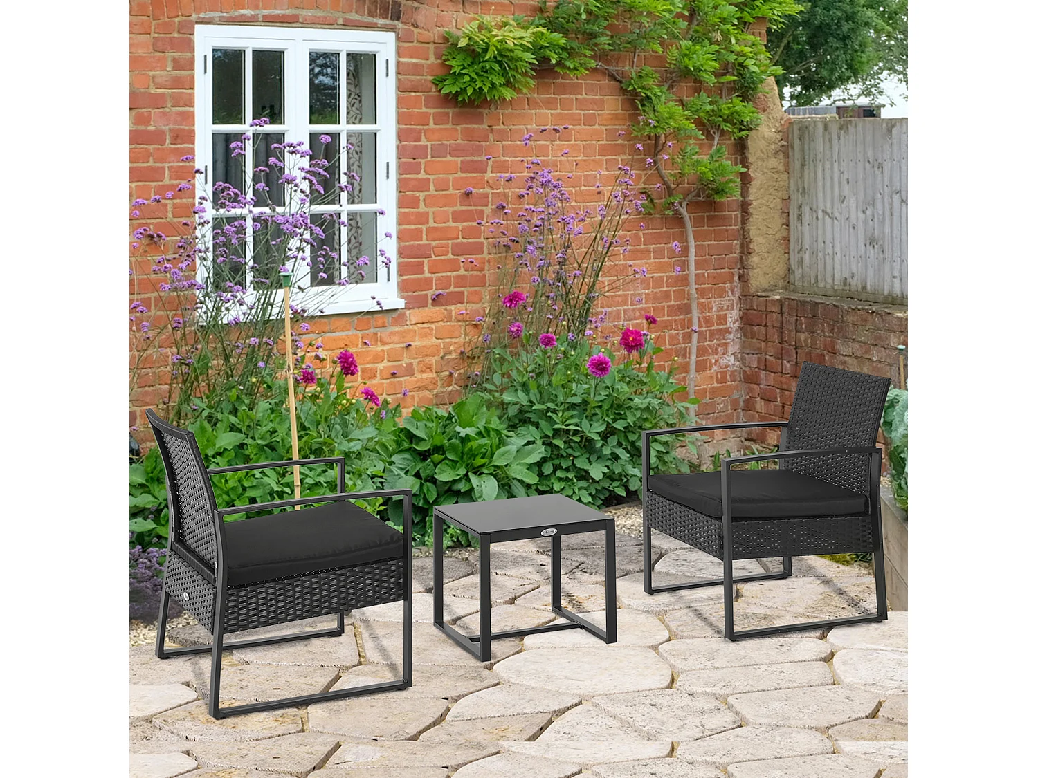 Conjunto de muebles de jardín negro 63x57x76 cm Outsunny