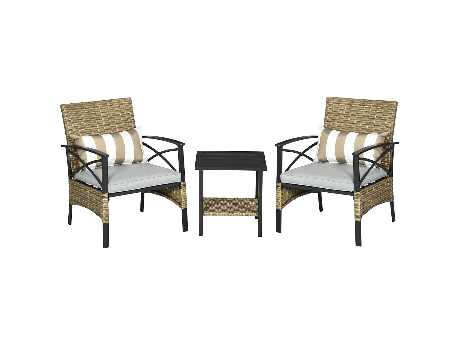 Muebles de ratán caqui 59x71x80 cm Outsunny