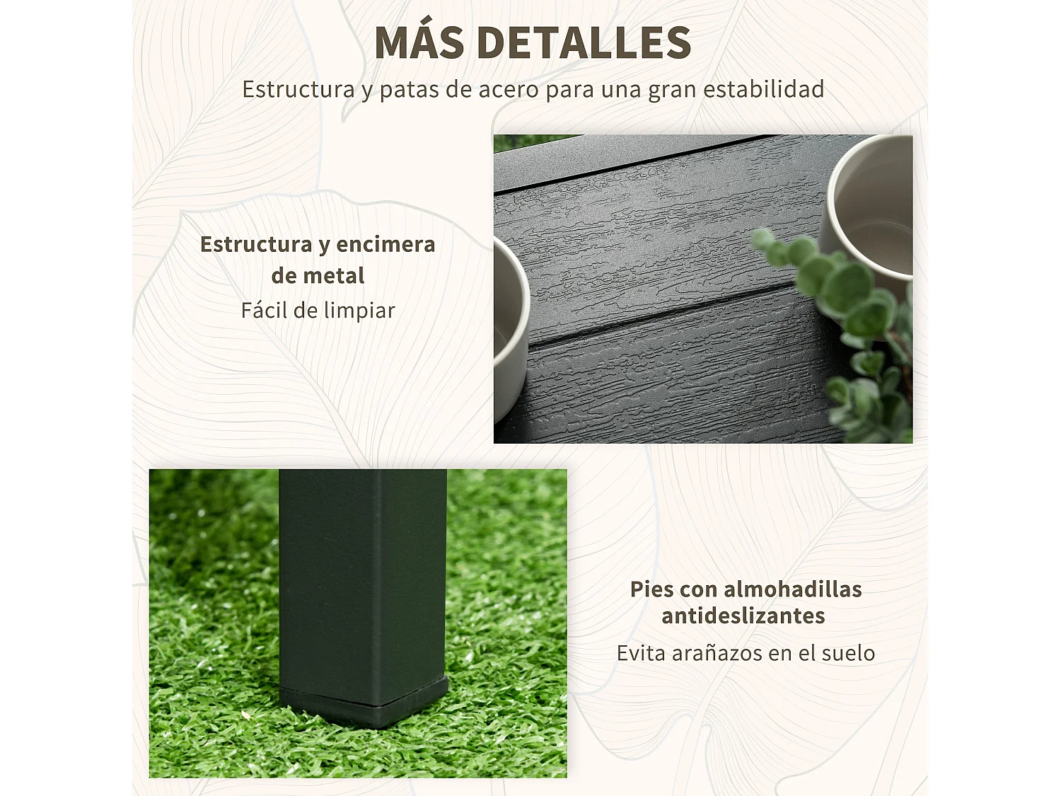 Muebles de ratán caqui 59x71x80 cm Outsunny