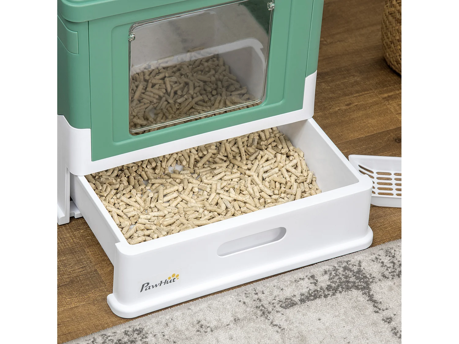 Arenero para gatos verde 47.5x35.5x36.7 cm PawHut