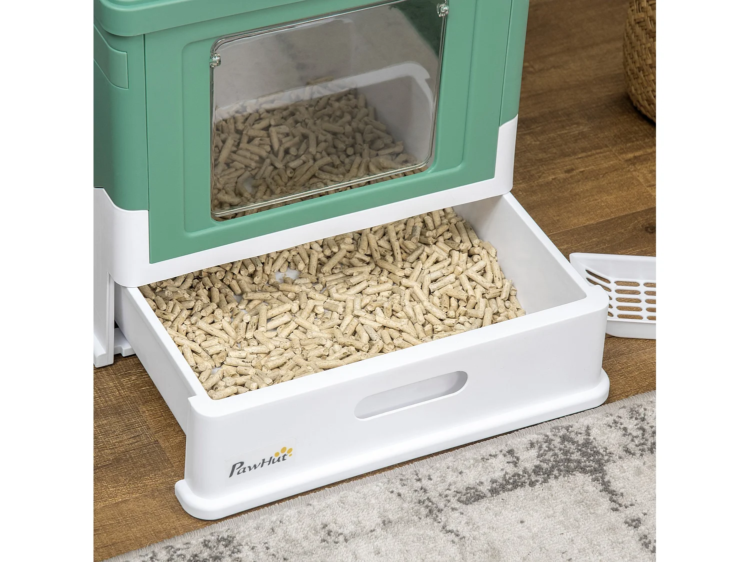 Arenero para gatos verde 47.5x35.5x36.7 cm PawHut