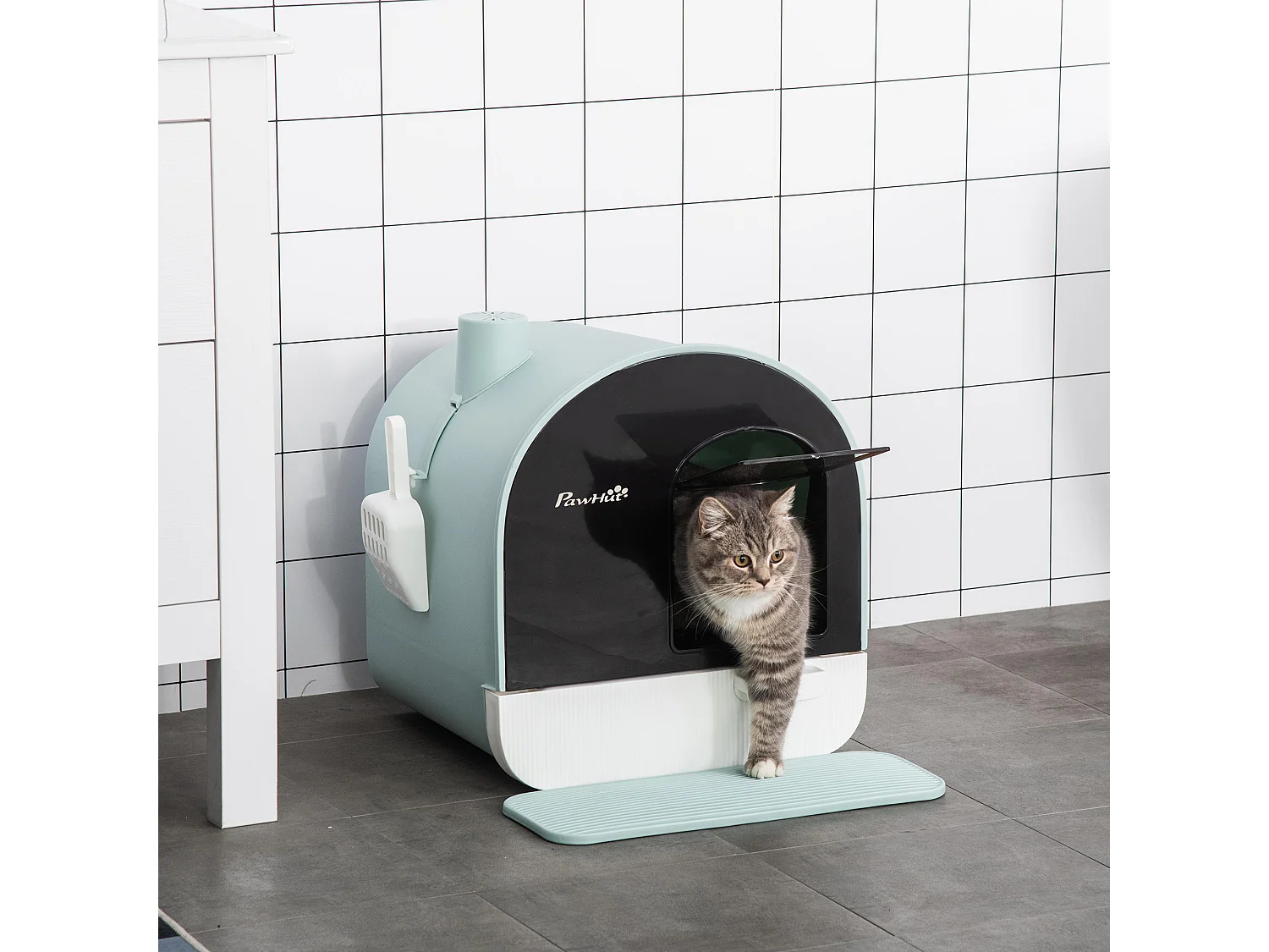 Arenero para gatos verde 43x44x47 cm PawHut