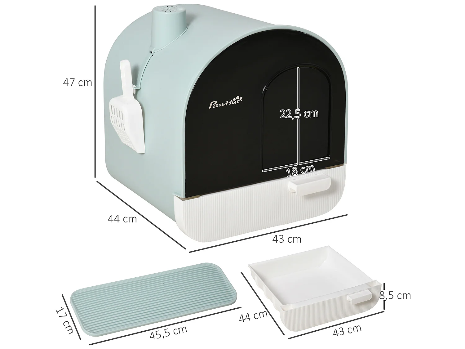 Arenero para gatos verde 43x44x47 cm PawHut