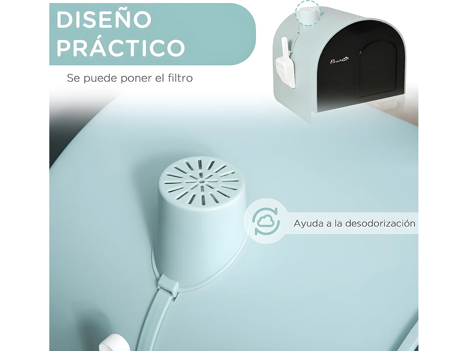 Arenero para gatos verde 43x44x47 cm PawHut