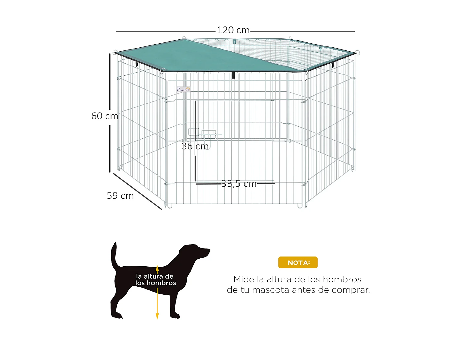 Parque de juegos para perros plata 59x60 cm PawHut