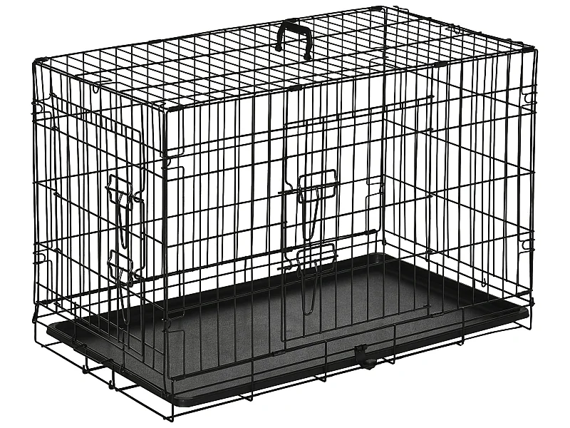 Jaula de perro negro 76x46x52 cm PawHut