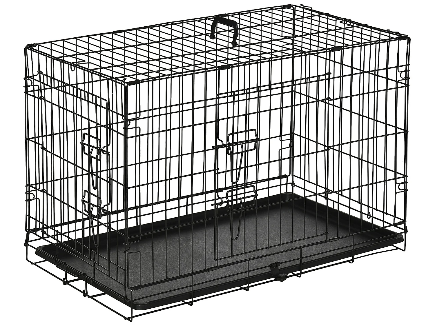 Jaula de perro negro 76x46x52 cm PawHut