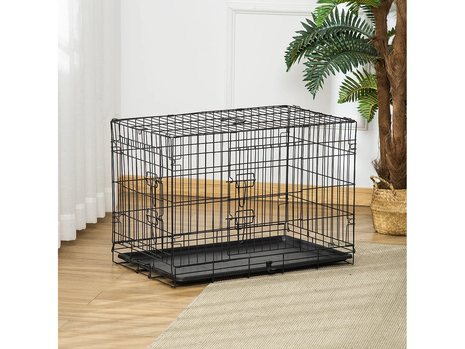 Jaula de perro negro 76x46x52 cm PawHut