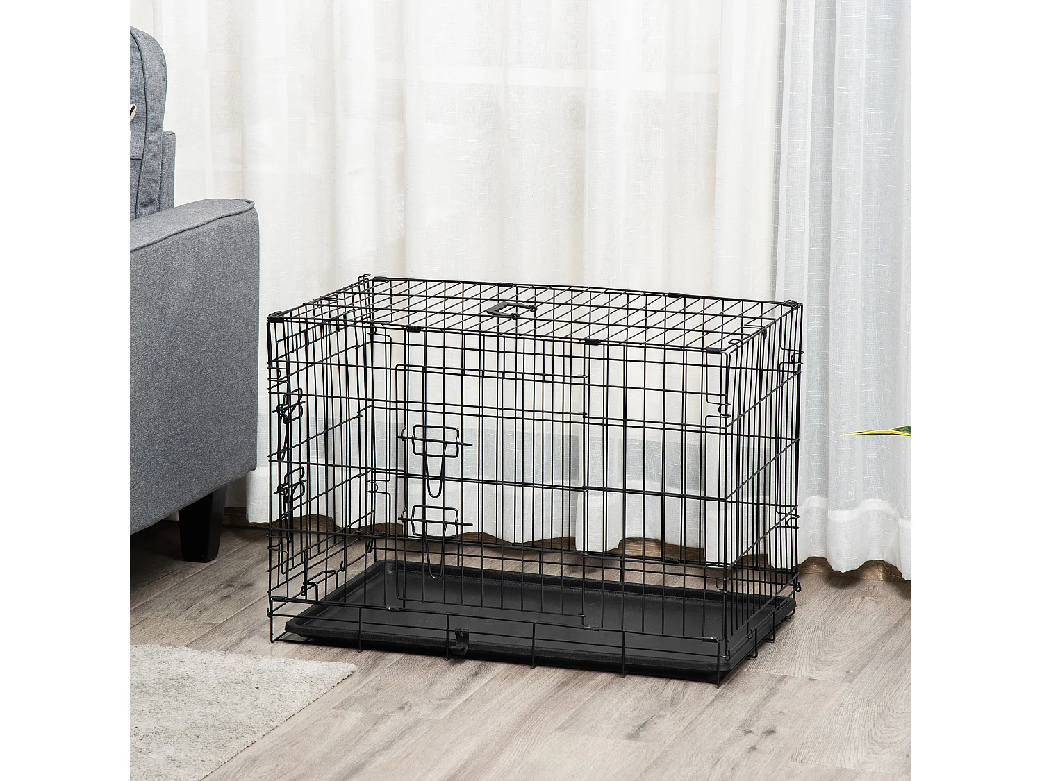 Jaula de perro negro 76x46x52 cm PawHut