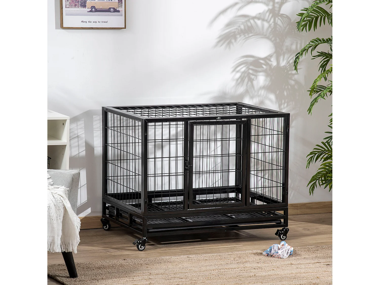 Jaula para perros negro 92x62x75 cm PawHut