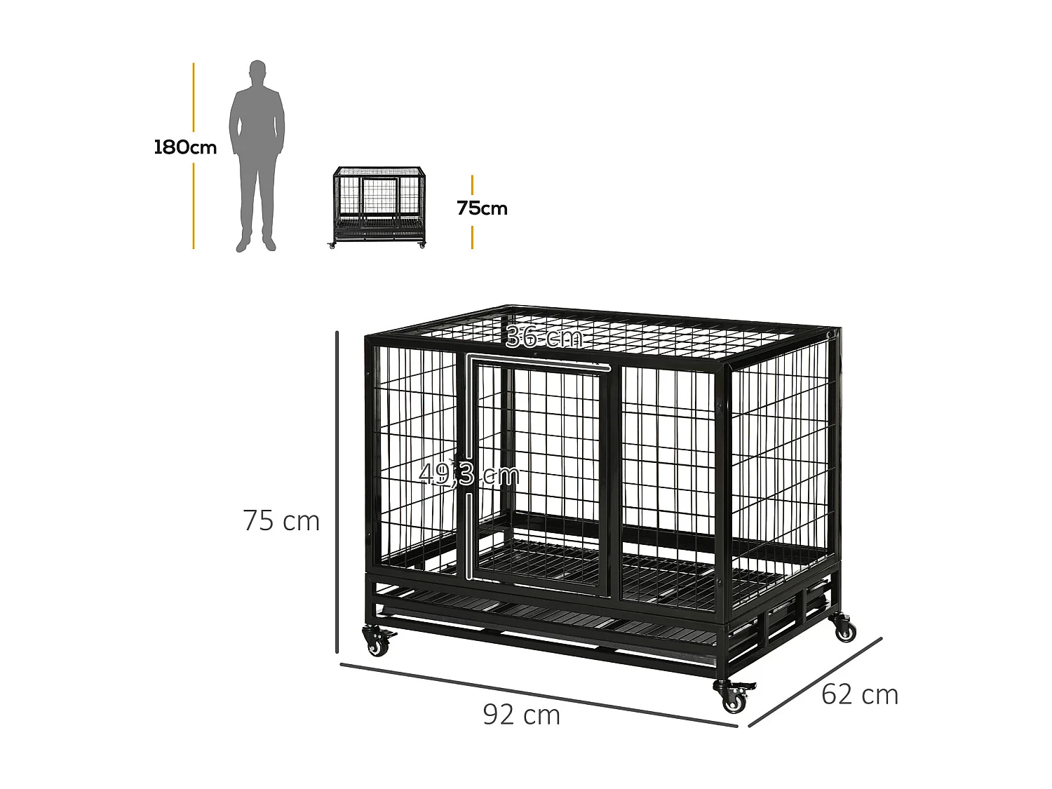 Jaula para perros negro 92x62x75 cm PawHut
