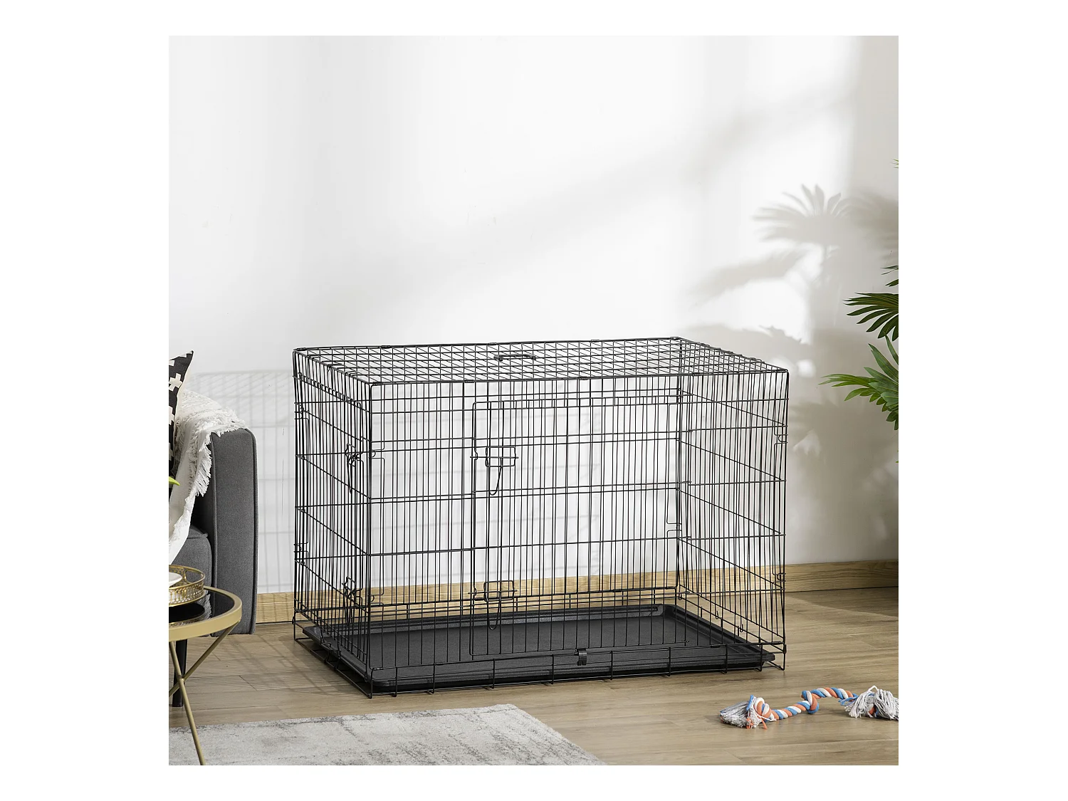 Jaula de perro negro 106x68x76 cm PawHut