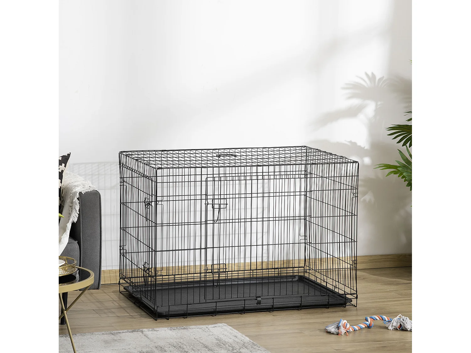 Jaula de perro negro 106x68x76 cm PawHut