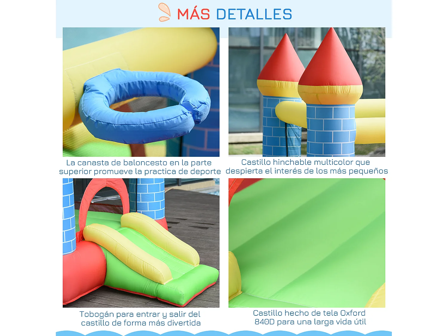 Castillo inflable infantil multicolor 280x260x210 cm Outsunny