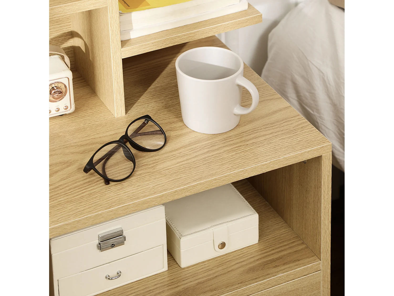 Mesilla de noche madera natural 45x35x73 cm HOMCOM