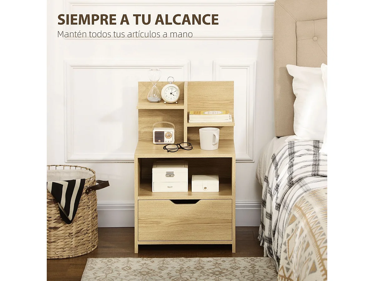 Mesilla de noche madera natural 45x35x73 cm HOMCOM