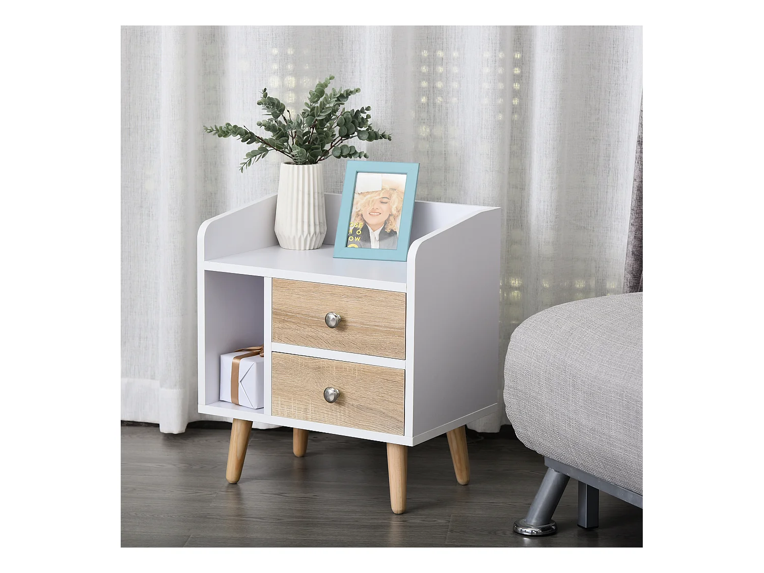 Mesita de noche blanco 43x30x49cm HOMCOM