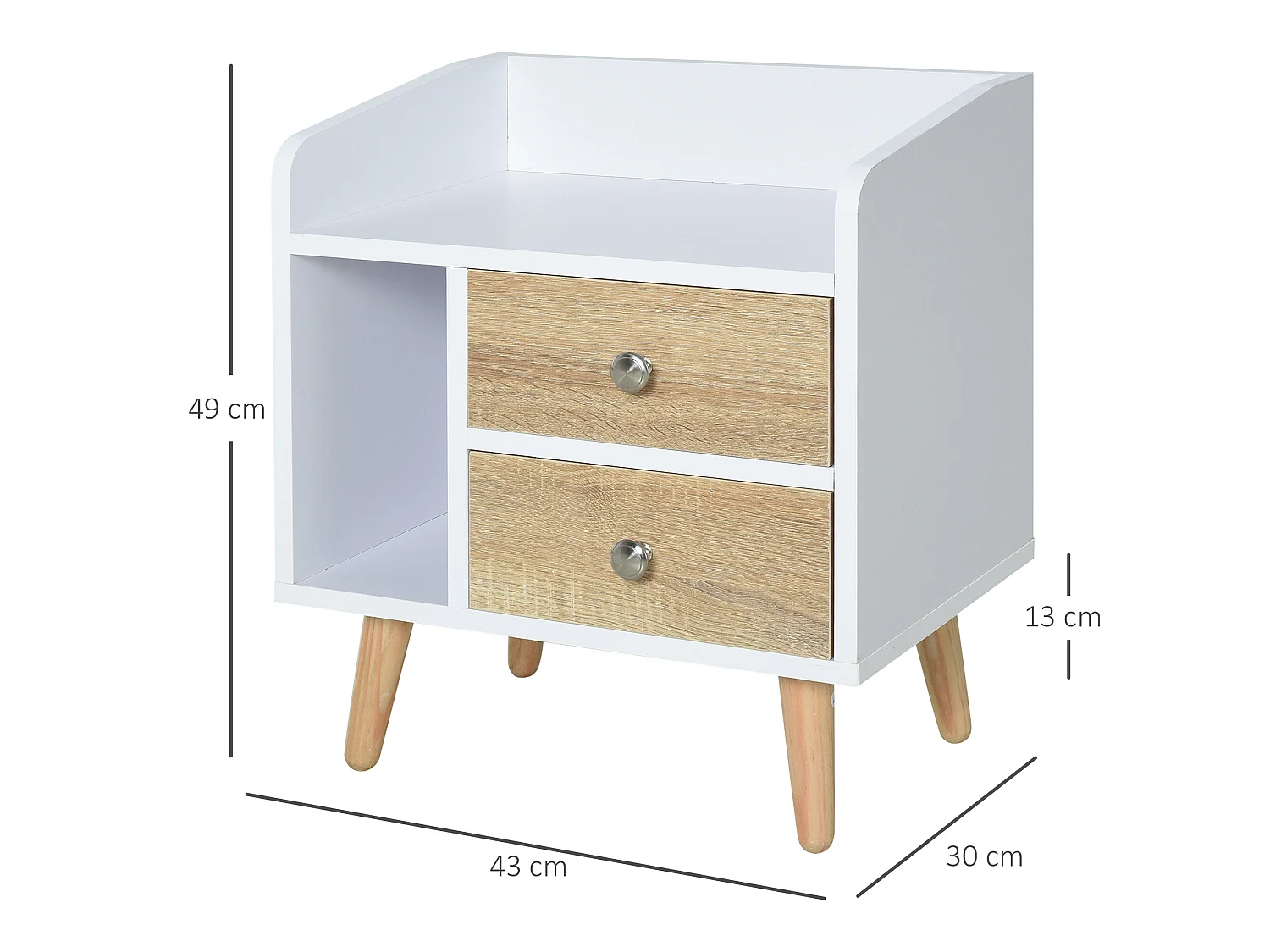 Mesita de noche blanco 43x30x49cm HOMCOM