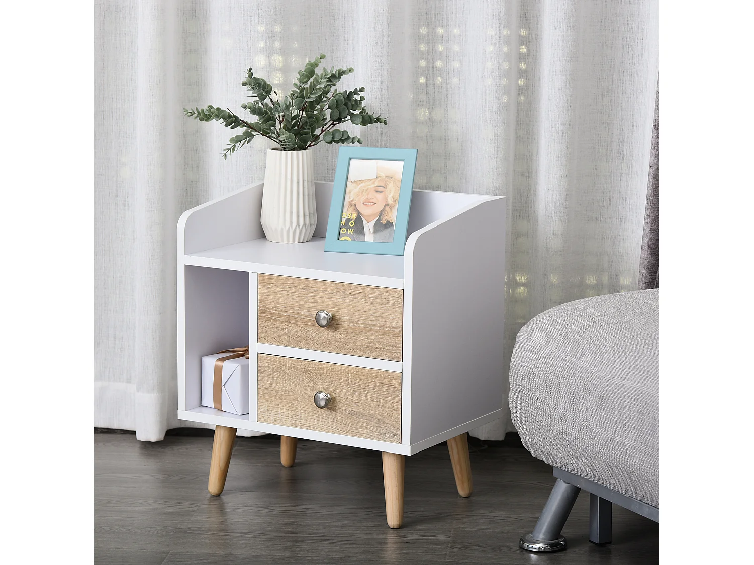 Mesita de noche blanco 43x30x49cm HOMCOM