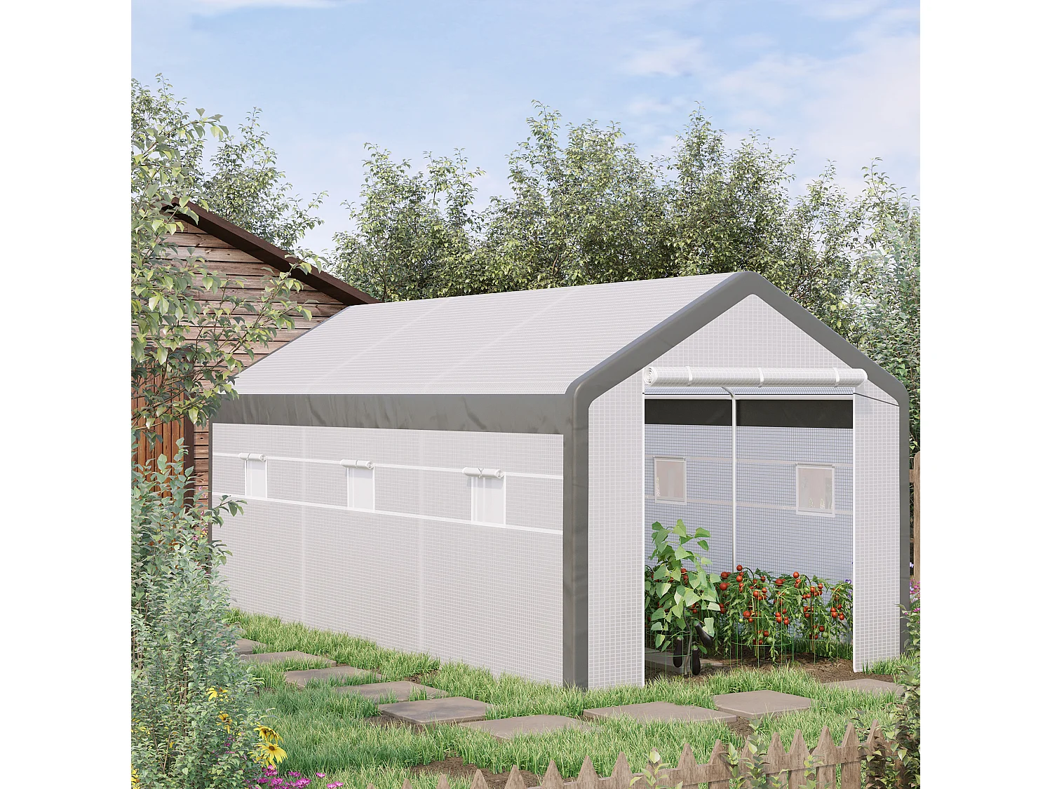 Invernadero de jardín blanco 600x300x280 cm Outsunny