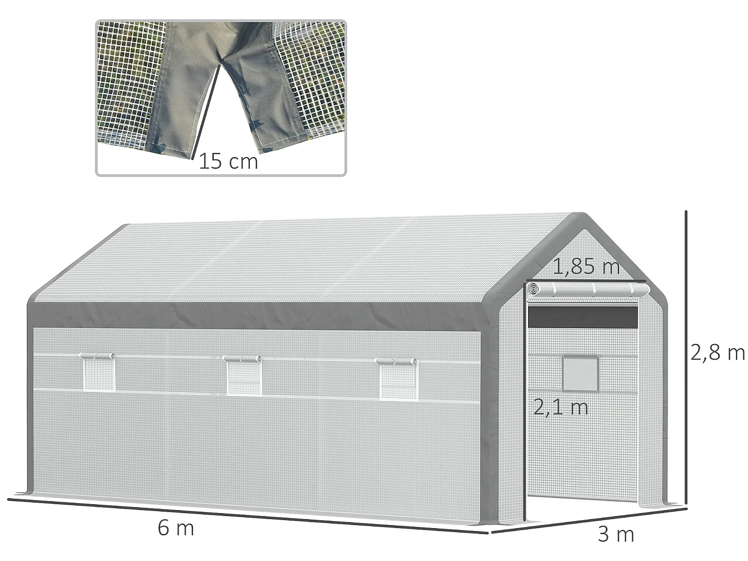 Invernadero de jardín blanco 600x300x280 cm Outsunny