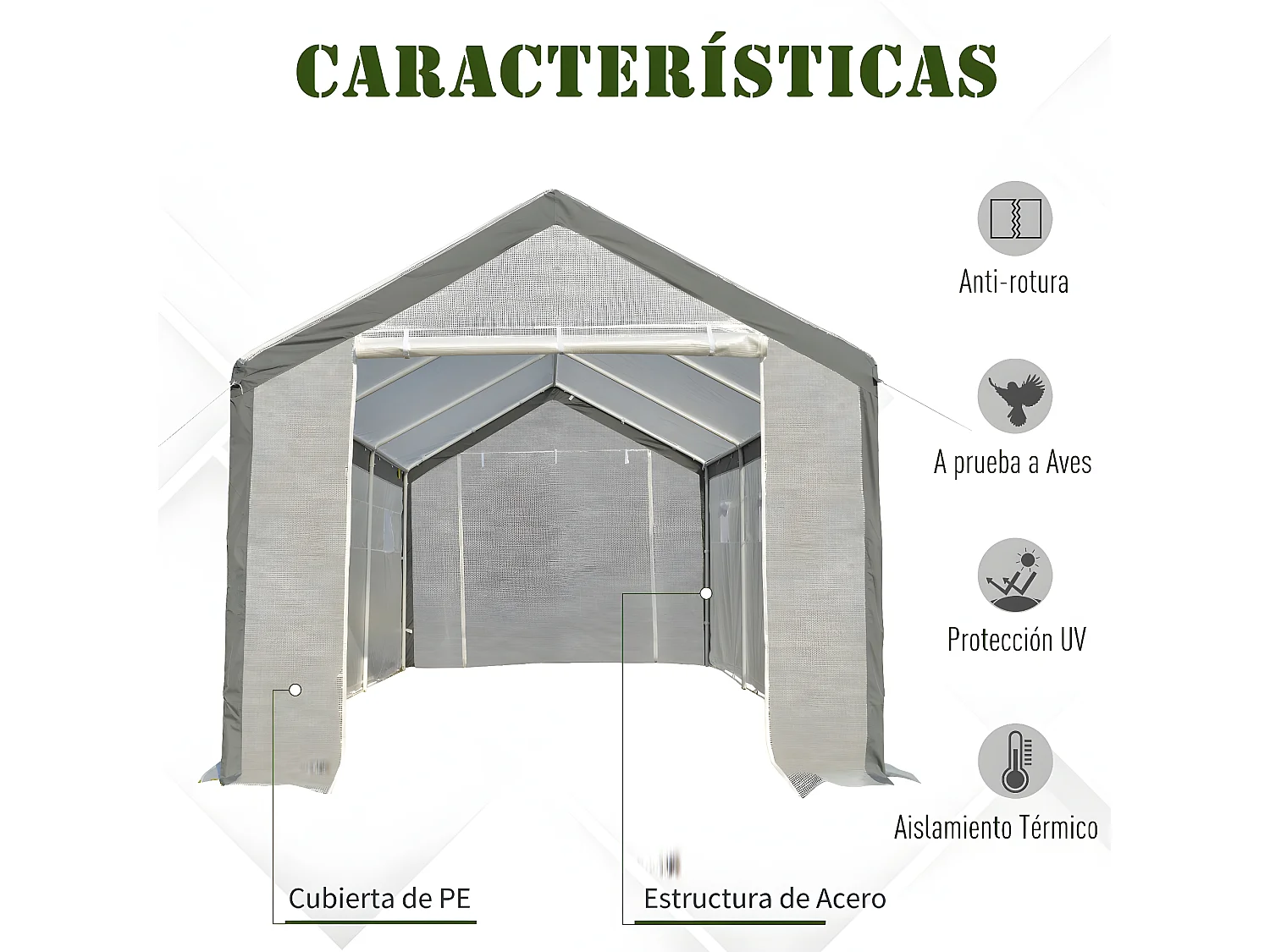 Invernadero de jardín blanco 600x300x280 cm Outsunny