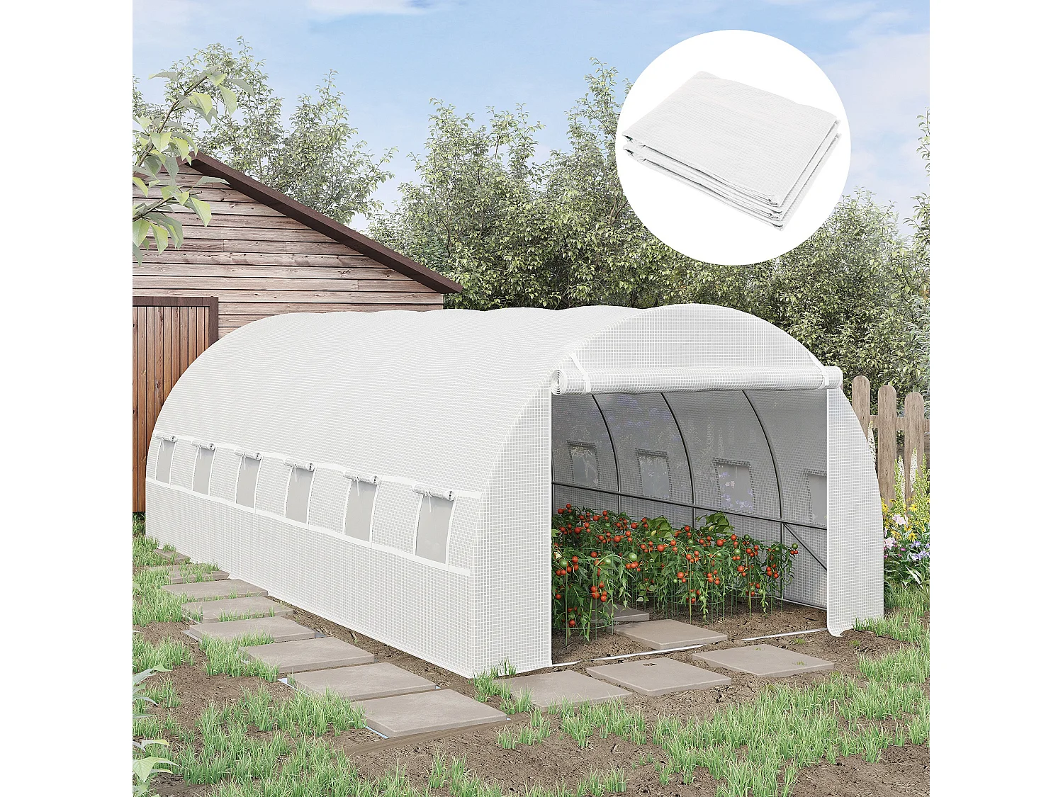Cubierta de invernadero blanco 600x300x200 cm Outsunny