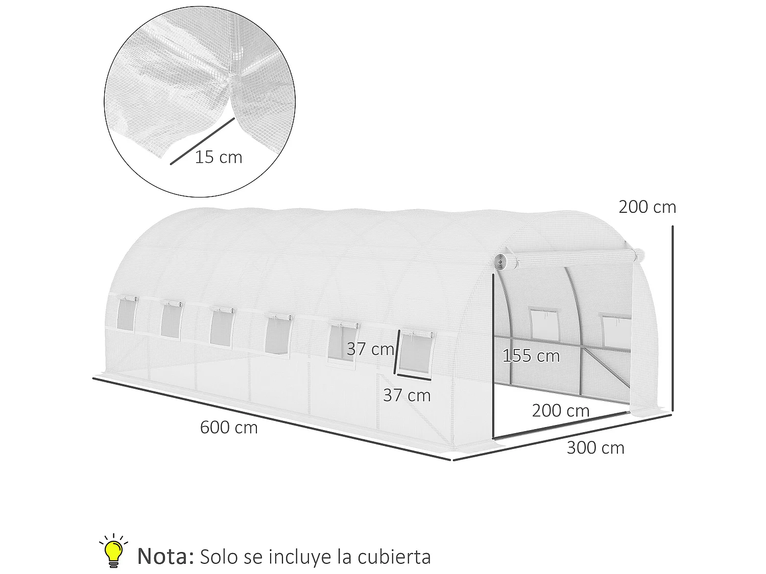 Cubierta de invernadero blanco 600x300x200 cm Outsunny