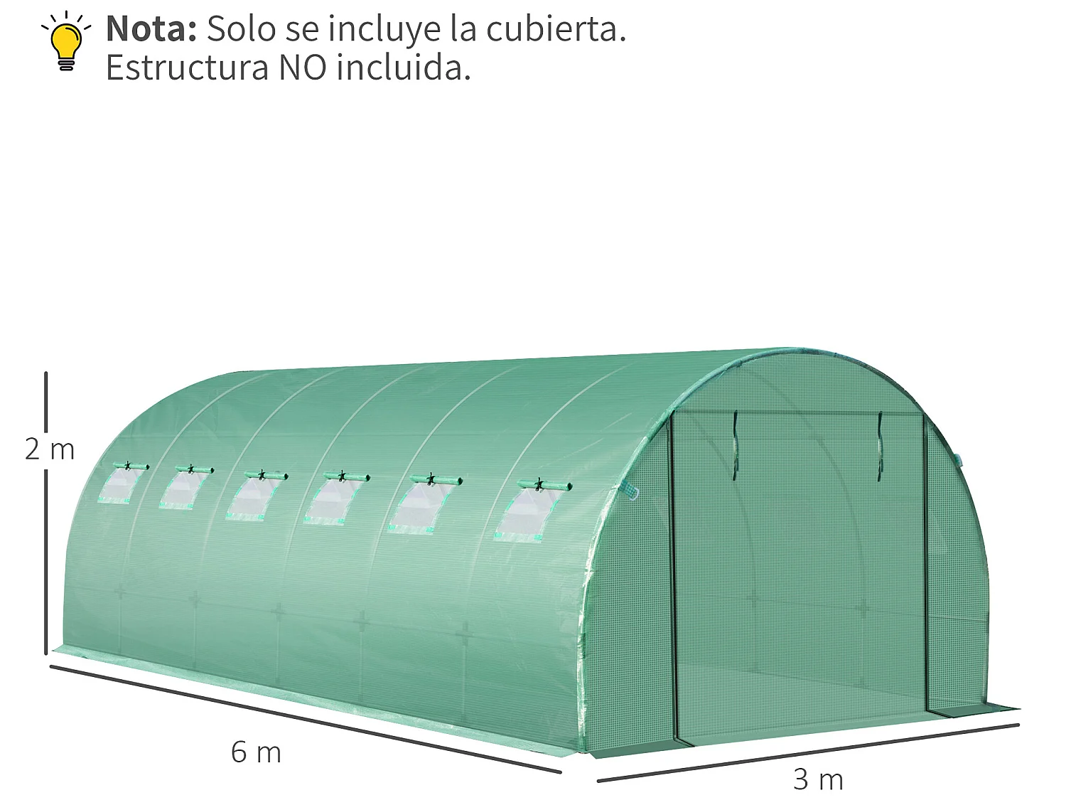 Cubierta de invernadero verde oscuro 600x300x200 cm Outsunny