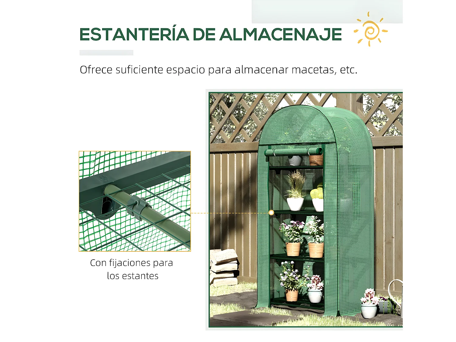 Invernadero de jardín verde 80x49x160 cm Outsunny