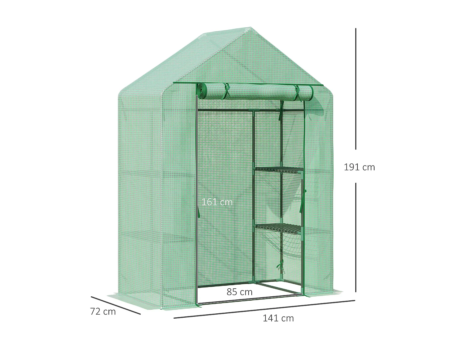Invernadero de jardín verde 141x72x191 cm Outsunny