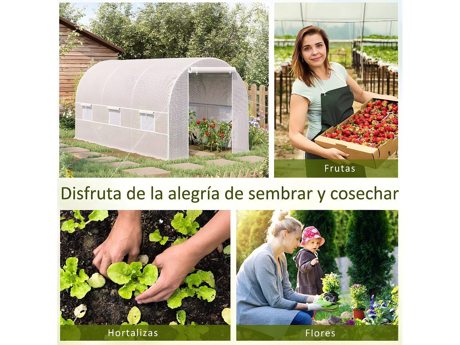 Invernadero de túnel blanco 400x200x200 cm Outsunny