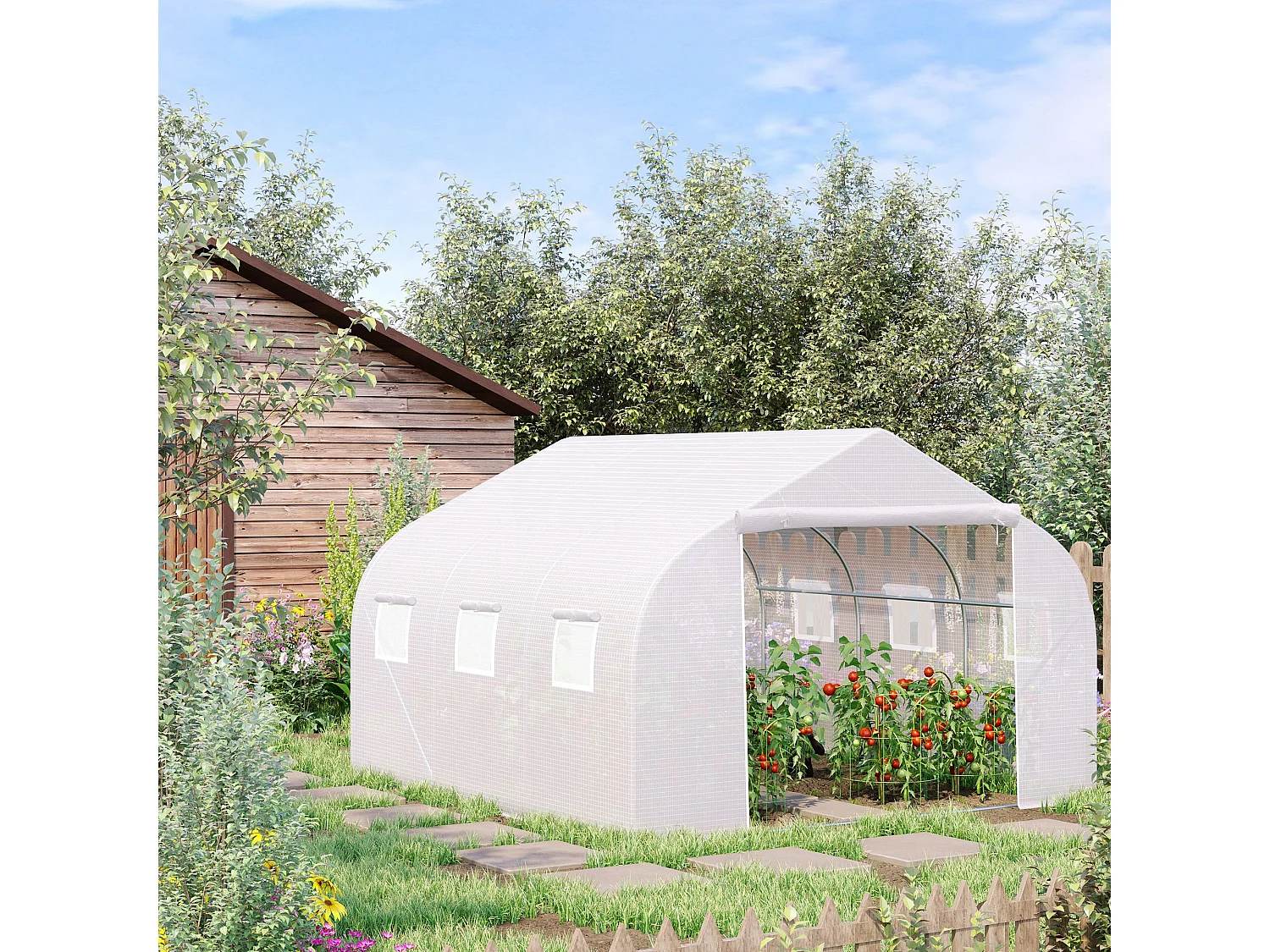 Invernadero de jardín blanco 350x300x200 cm Outsunny