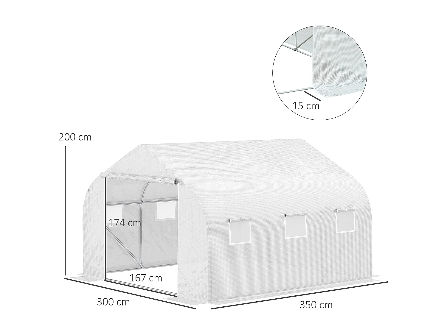 Invernadero de jardín blanco 350x300x200 cm Outsunny