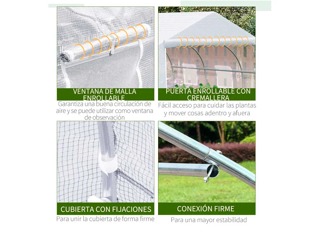 Invernadero de jardín blanco 350x300x200 cm Outsunny