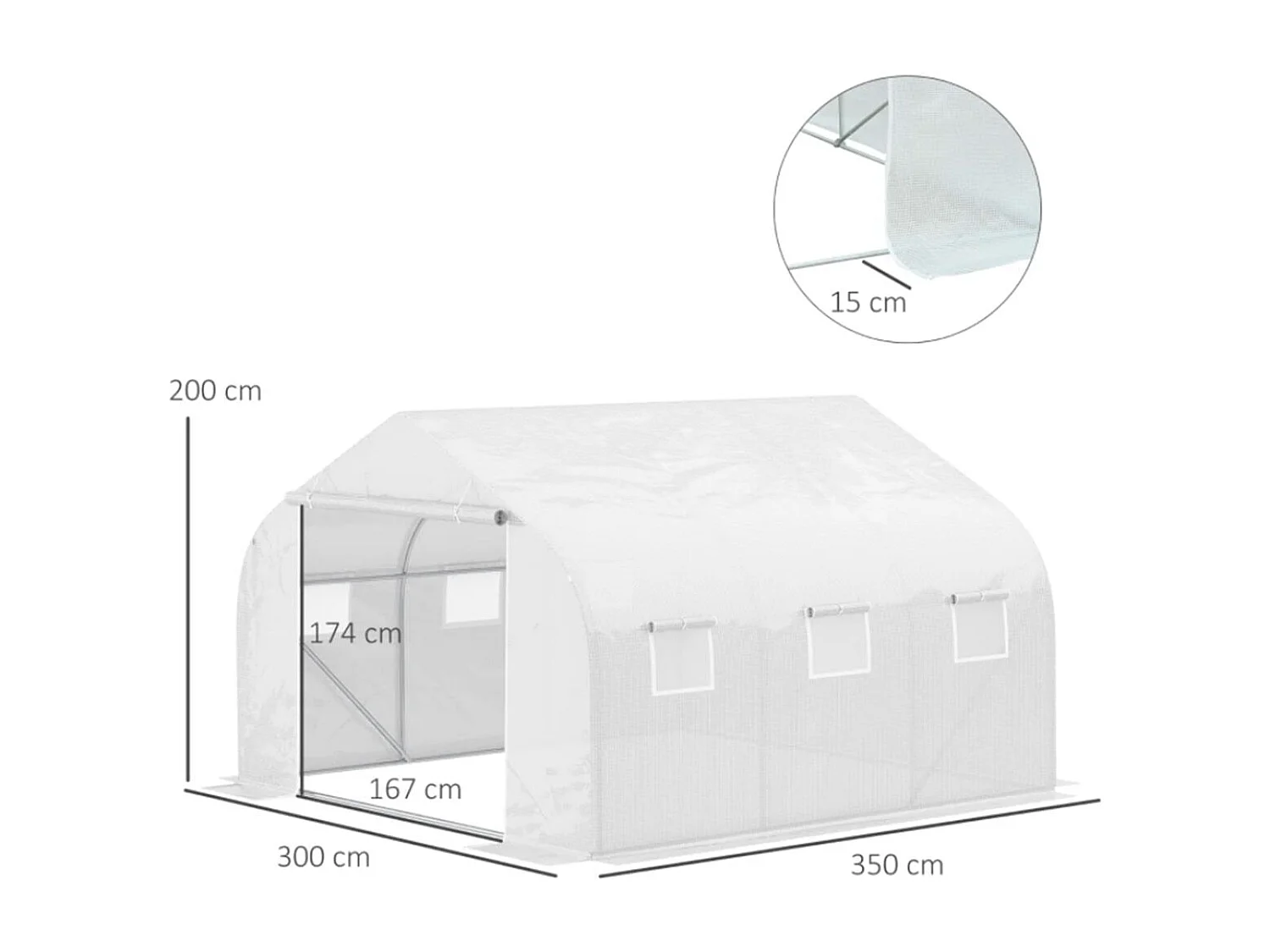 Invernadero de jardín blanco 350x300x200 cm Outsunny