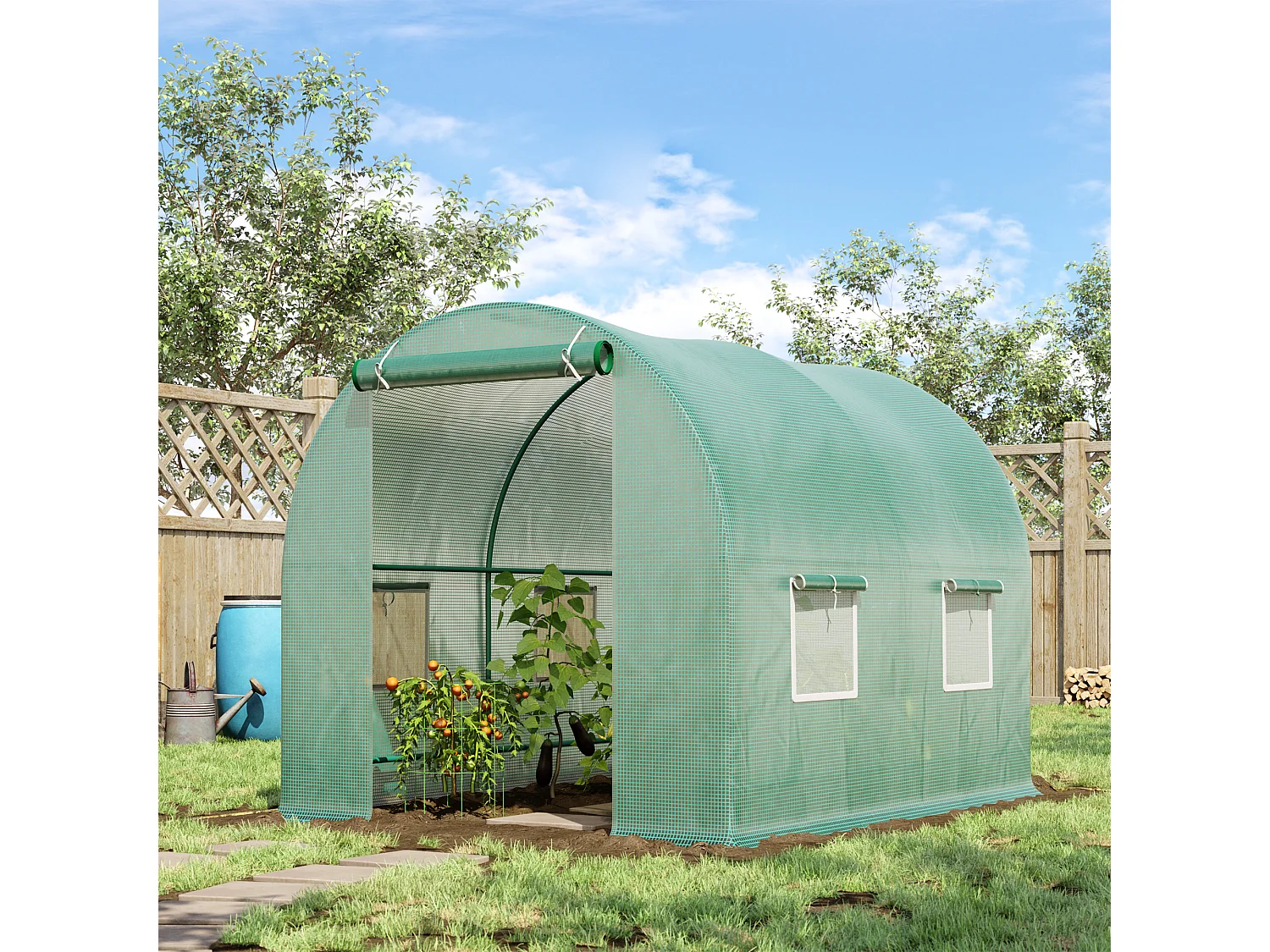 Invernadero de jardín verde 245x200x198 cm Outsunny
