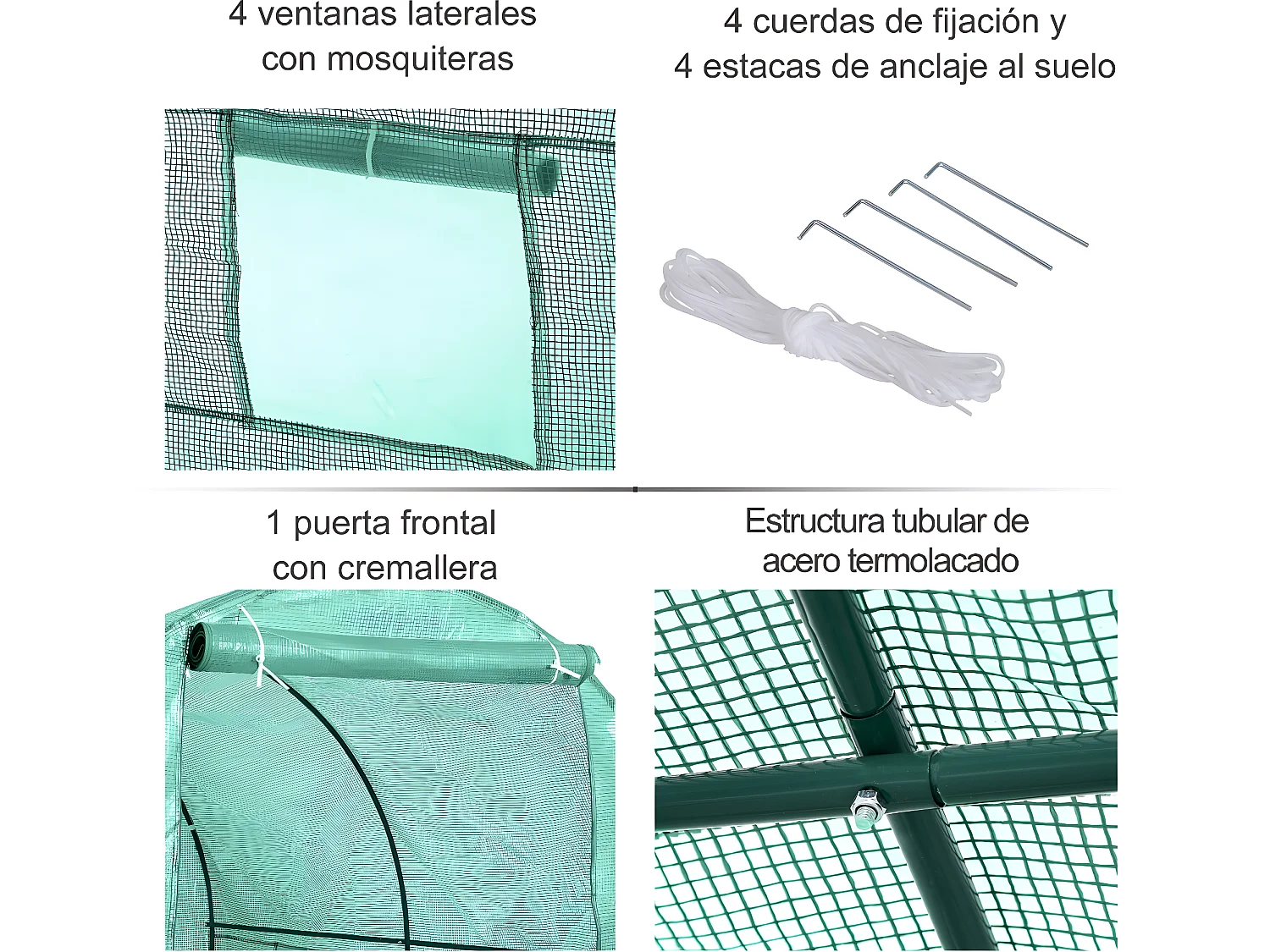 Invernadero de jardín verde 245x200x198 cm Outsunny